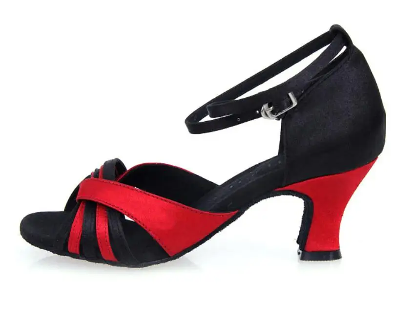 Размеры 34-40; женские; для девочек; сандалии сверкающие верхние бальных латиноамериканских танцев sala танцевальные туфли, Каблук 5 см, 6 см, 7 см, обувь для танцев на вечеринках wd090 - Цвет: Red indoor 5CM