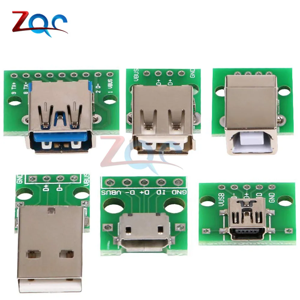 Микро мини usb USB A папа 2 0 3 гнездо B разъем интерфейс к 54 мм DIP PCB адаптер конвертер