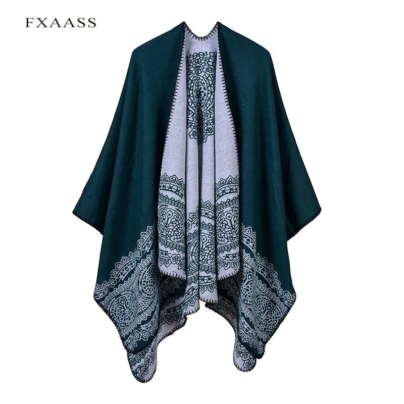 FXAASS новая осенняя/зимняя шаль Модное пончо женский шарф для леди Роскошное Одеяло кашемировые шарфы теплые пашмины накидка