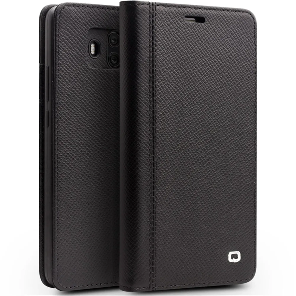 

QIALINO Genuine Leather Flip Case for Huawei Mate 10 Luxury Stents Card Slot Phone Back Cover for Mate10 pro for 5.9/6.0 inches