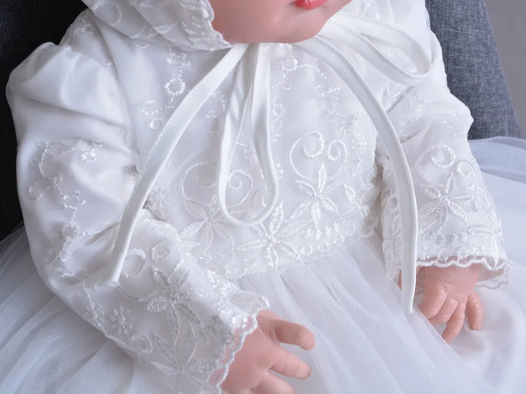 Розовое платье на день рождения для маленьких девочек 6, 8, 12, 18, 24 месяцев наряд для крещения с длинными рукавами для маленьких девочек, весна, одежда для малышей, RBF184018