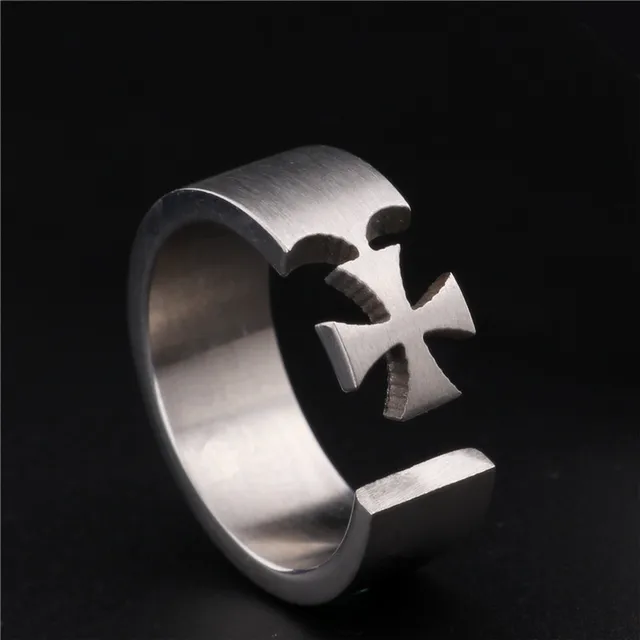 Titanium Steel Men Style Finger Stainless Steel Cross Rings Engagement