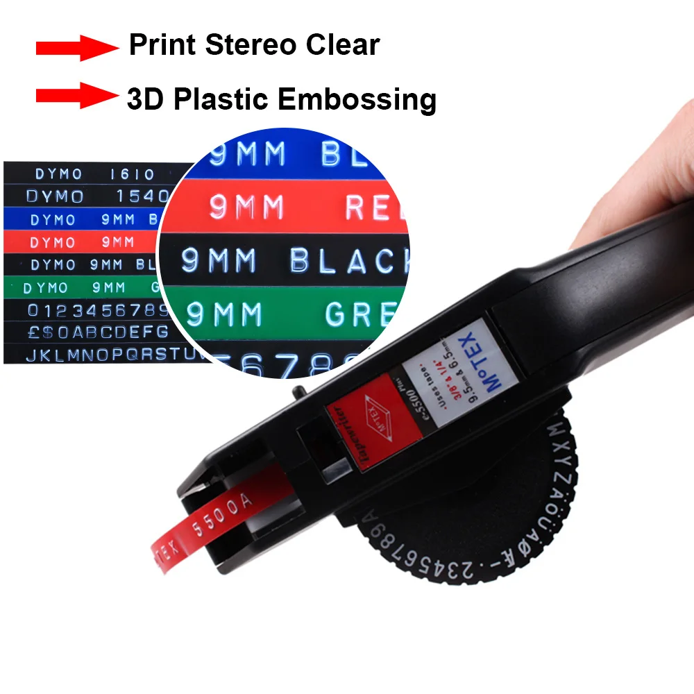 Absonic 9 Mm 3D Embossing Label Tape untuk Etiquetadora DYMO Pembuat Label Putih Cetak Kayu Warna Pita Printer untuk DYMO kategori Pembuat