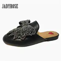 Jady Rose Rhinestone Bowknot ผู้หญิงรองเท้าแตะฤดูใบไม้ร่วงแบนรองเท้าผู้หญิงแฟชั่นสไลด์หญิงล่อ Loafers Espadrilles