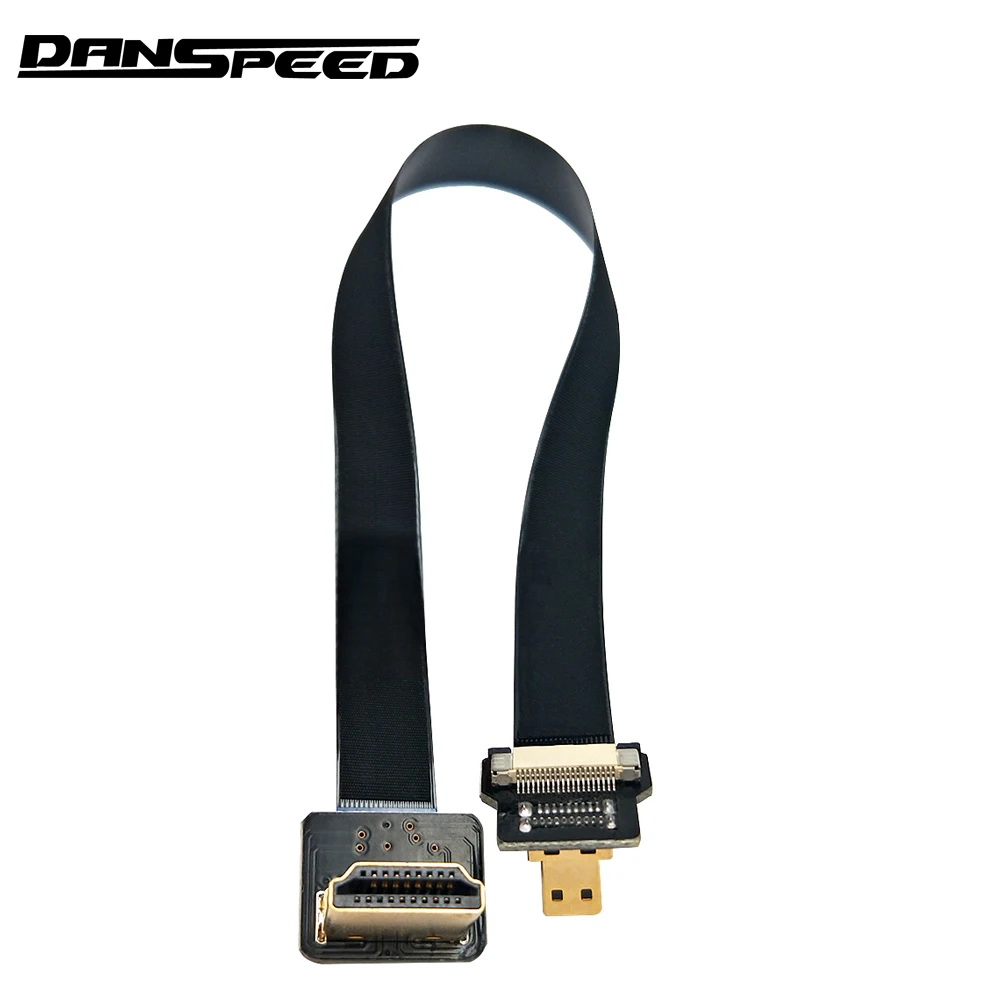 

DANSPEED Male to Male M/M FPV HDMI Type A to Micro HDMI 90 Degree UP Angled Flat Slim Cable
