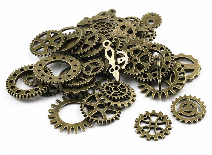 

Mix 50pcs Vintage steampunk Charms Gear Pendant Antique bronze Fit Bracelets Necklace DIY Metal Jewelry Making-P5-01
