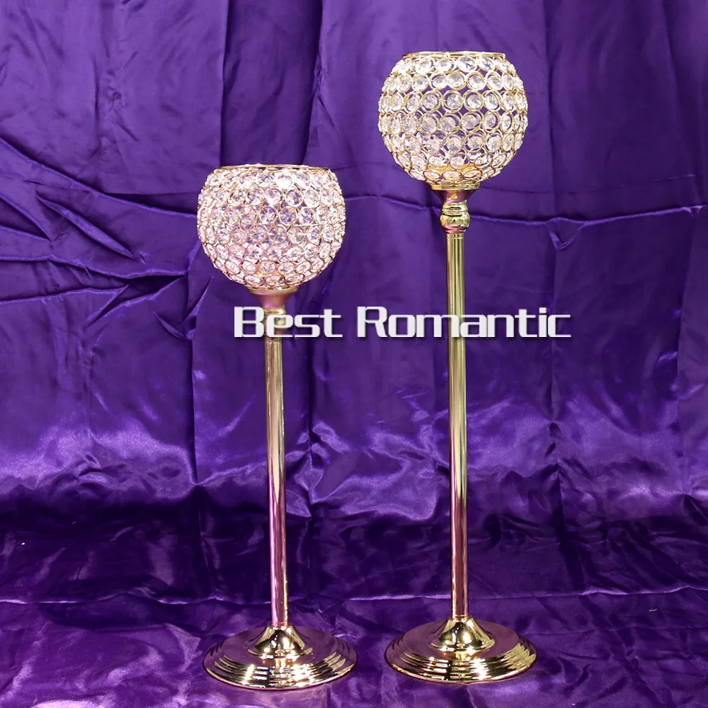 1lot=4pcs!!80cm height metal gold plated candle holder with crystals