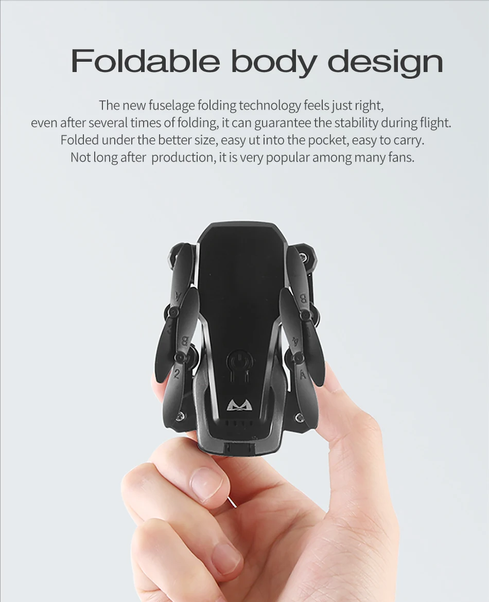 Quadcopter with 2MP Camera Mini Foldable RC Drone M11 2.4GHz 6-Axis Gyro WiFi FPV Drone Good Choice for Helicopter Training (2)
