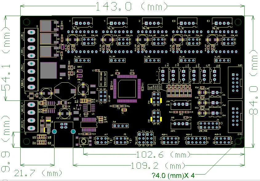 Makerbase MKS Gen V1.4 материнская плата 4 слоя PCB Ramps 1,4 Mega 2560 интегрированная плата управления Поддержка шагового драйвера