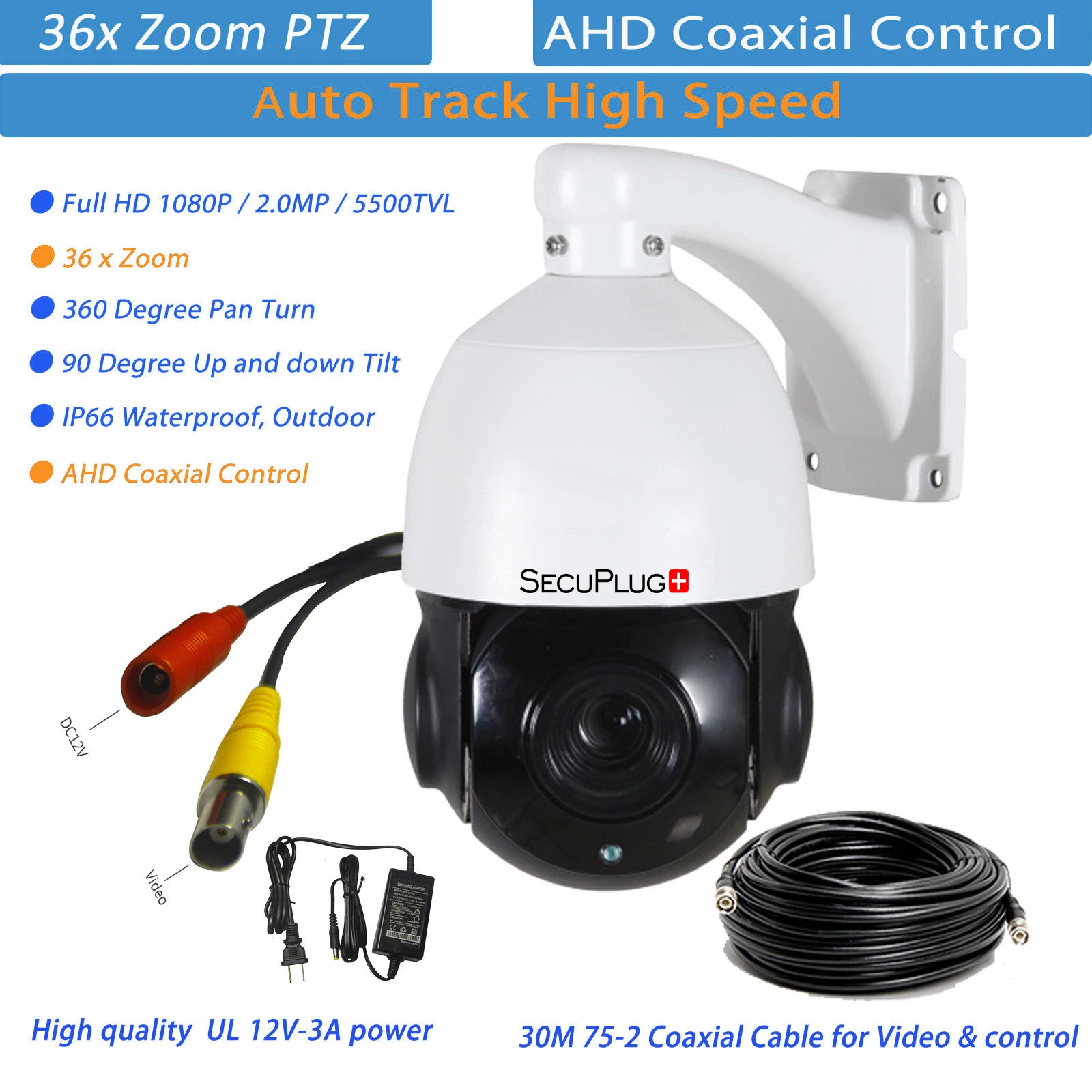 36x зум Автоматическая слежение PTZ камера высокая скорость купол 1080P AHD CCTV камера безопасности Onvif 100 м ИК ночного видения IP66 водонепроницаемый