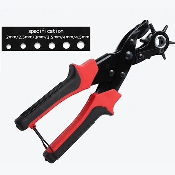

1pcs Rivets Eyelet Belt Hole Puncher Pliers Press Eyelets Grommets Tool with 6 Different Hole Sizes Leather Craft Sewing tools