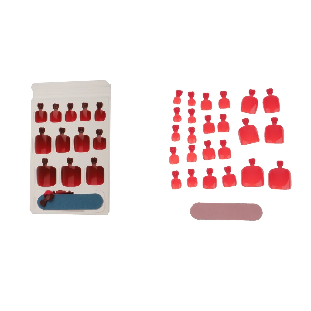 

48Pcs Pure Toe Nails Full Cover Pedicure False Nail Art Tips File Set - Size 14 x 8 x 2.5cm / 5.51 x 3.15 x 0.98 in