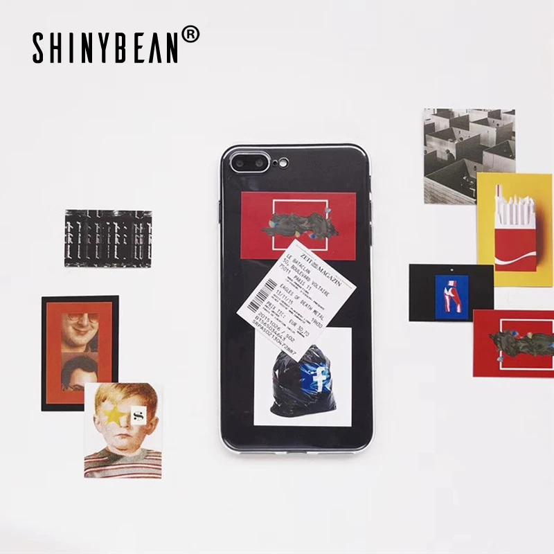 

ShinyBean DIY Ins Cards Transparent Phone Case For iphone 6 6S 7 8 Plus X Clear TPU Soft Cases For iPhone 6 6S Create Cover