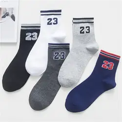 La MaxPa 5 пар носков классические черные, серые, синие однотонные носки с принтом цифр Модные Качественные мужские носки повседневные носки