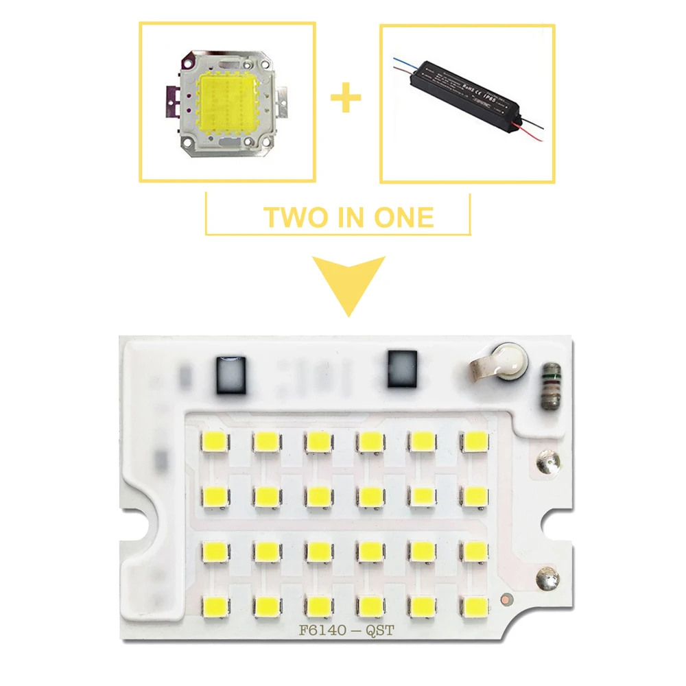 10 шт./лот светодиодный SMD чип 10 Вт 20 Вт 30 Вт 50 Вт 100 Вт AC220V с умным IC 2835 светильник Бисер для DIY прожектор светильник наружная лампа