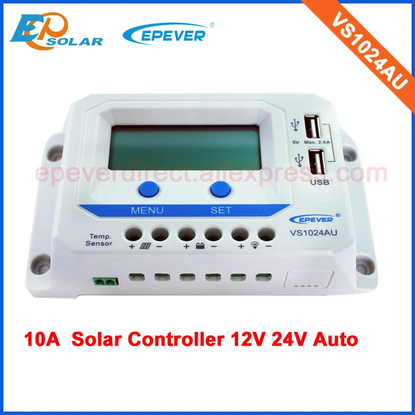 

controller built in lcd display and USB port VS1024AU PWM solar panel system regulator free shipping