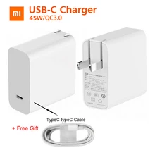 Xiaomi Mi USB-C зарядное устройство 45 Вт умный выход адаптер питания type-C порт USB PD 2,0 Быстрая зарядка QC 3,0 с USB-C и кабелем