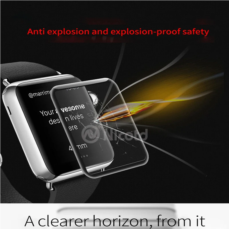 Nicotd 4D5D Curved Full Coverage Tempered Glass For Apple Watch 321 3D Screen Protector Cover 38mm 42mm full glue glass film (1)