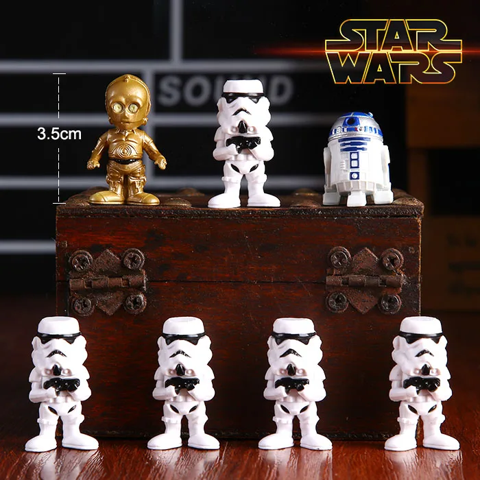 

NEW hot ! 3.5cm Star Wars Q version C3PO Darth Vader Anakin Skywalker pvc action figure toys Christmas gift doll