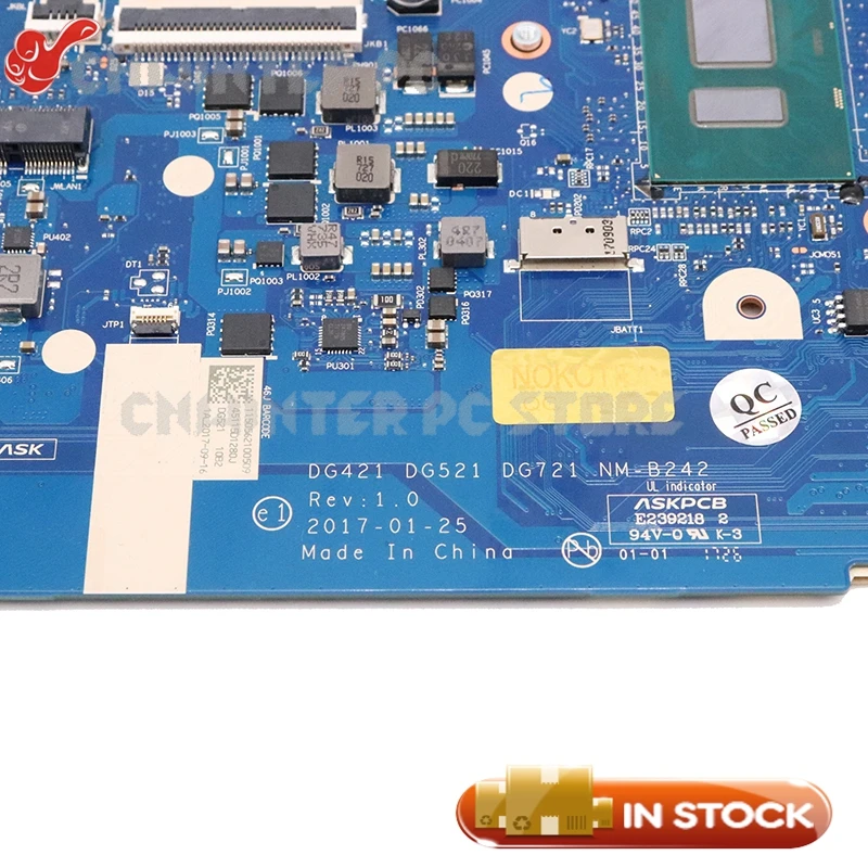 New NOKOTION DG421 DG521 DG721 NM-B242 For Lenovo IdeaPad 520-15IKB laptop motherboard 5B20N98441 i7-75
