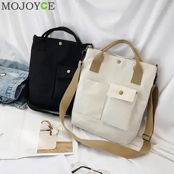 

Solid Color Shoulder Bags Women Large Capacity Crossbody Canvas Square Tote bolsas de tela