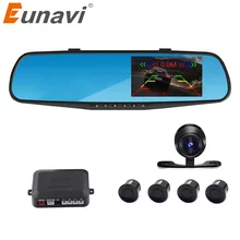 2017 Car Detector Dashcam Eunavi Car Parking Reversing Backup Alarm Security System Mirror Dvr+rearview Camera+4 Sensors Auto