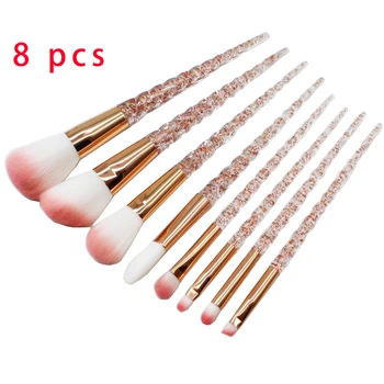 

Crystal 8 pcs Unicorn Brushes Makeup Brushes Set nylon eyebrow hair Eye shadow Cosmetic powder Brushes Golden Rose Portable Hair