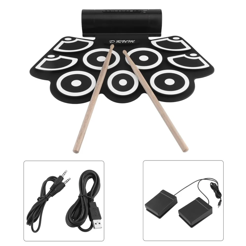 

Digital Electronic Drum Built In Speaker Portable Electronic Roll Drum Pad Professional Foldable Practice Instrument