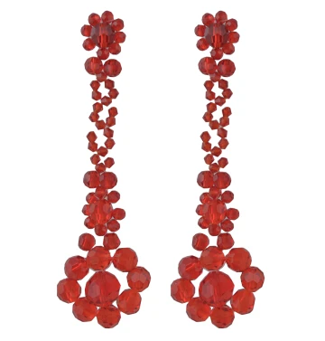 Red Новые Красные прозрачные черные цветочные серьги, большие акриловые длинные серьги-подвески для женщин, свадебные коктейльные серьги с кисточками в стиле бохо, массивные ювелирные изделия - Окраска металла: Red