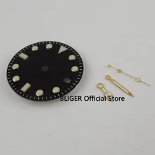 Высокое качество 28,5 мм черный стерильный циферблат светящиеся знаки Дата окно часы циферблат+ руки подходят для MIYOTA 8215 движения