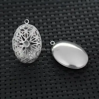 

39x26mm Stainless Steel Locket Pendant Oval Charms Openable Filigree Essential Oil Aromatherapy Diffuser Photo Locket Pendant