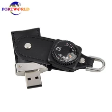 USB Flash Drive Leather 3.0 Compass Shaped USB Memory Drive 32GB 64GB Flash Drive High Quality 16G Pen Drive Perfect Memorial