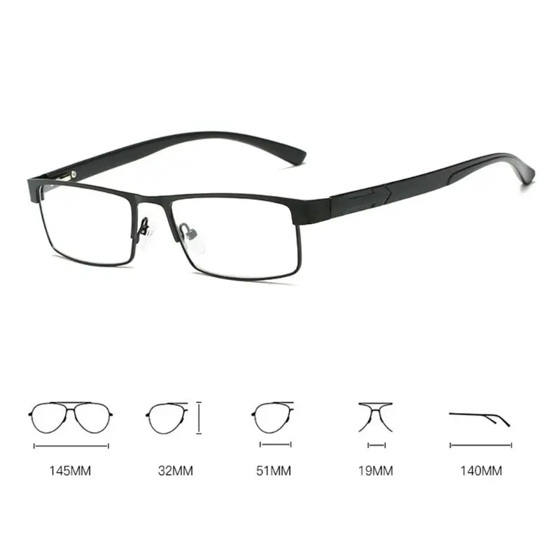 Унисекс Мужчины Женщины Металл прямоугольник Анти-усталость очки для чтения Пресбиопия очки+ 1,0-+ 4,0