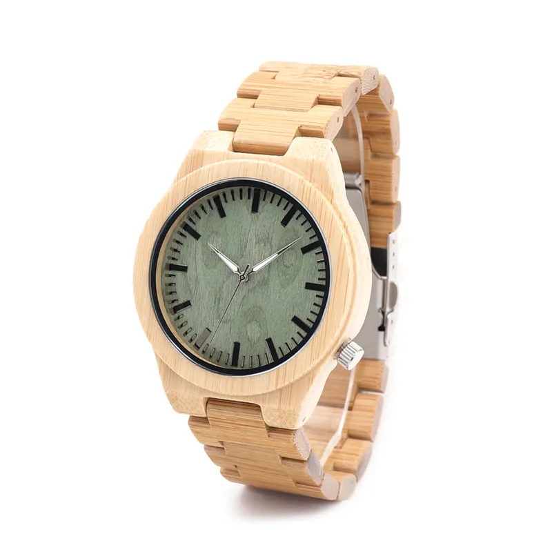 BOBO BIRD L-B22 Fashion Bamboo Men Watch with White Hands Casual Japan Quartz Watch for Male in Wood Gift Box