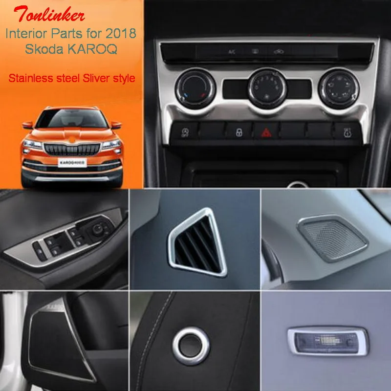 Tonlinker Обложка Наклейка s для SKODA KAROQ 2017-18 Стайлинг автомобиля 1-4 шт. нержавеющая