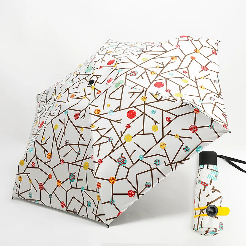 

New Sunny and Rainy Umbrella Ultra Light Five-folding Umbrella Sun Protection Anti UV Parasol Windproof Cartoon shape
