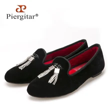 Piergitar/Женская бархатная обувь со стразами и кисточками; модные свадебные и вечерние лоферы; женская повседневная обувь на плоской подошве; размеры США 5-11