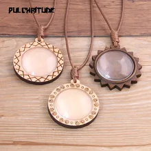 Pulchrode 2 шт 30 мм Внутренний размер круглое дерево Кабошон Установка пустая Камея основа подвески Лотки с кожаным шнуром для изготовления ювелирных изделий