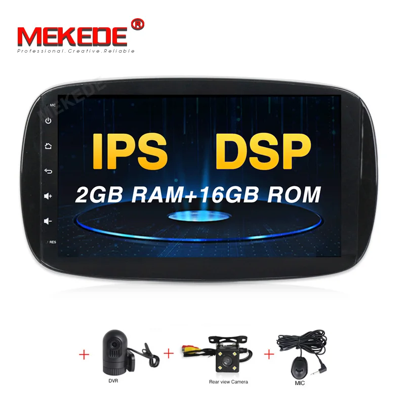 Ips DSP 4 ядра 2G ram Android 9,0 автомобильный мультимедийный плеер dvd gps для Mercedes/Benz Smart Fortwo автомобильный Радио стерео - Цвет: 16G DVD CAMERA DVR