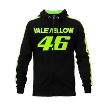 2017 Moto GP Valentino Rossi VR46 VALEYELLOW Black Hoodie Racing Mens Zip-up Sweater