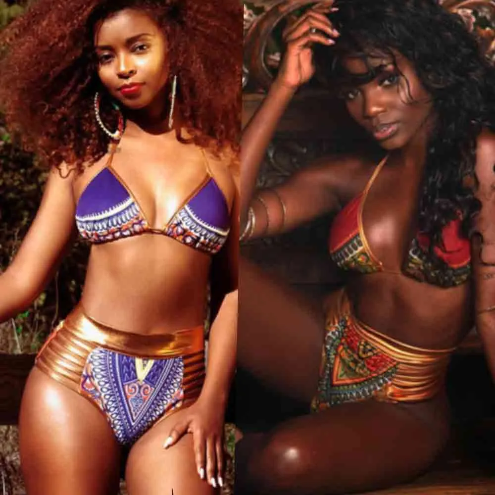 

Bikini Swimsuit 2019 Women African Print Bikini Set Swimwear Push-Up Padded Bra Swimsuit Beachwear Baador Muje ndo#sh