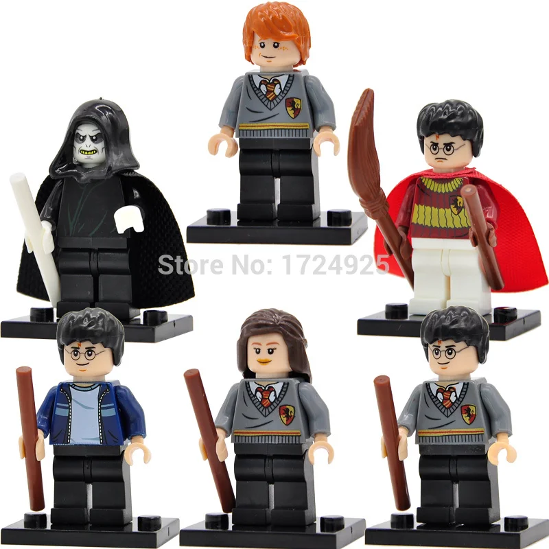 

6pcs/lot Harry Potter Figure Set Dumbledore Lupin Hermione Ron Lord Voldemort Building Blocks Sets Models Toys