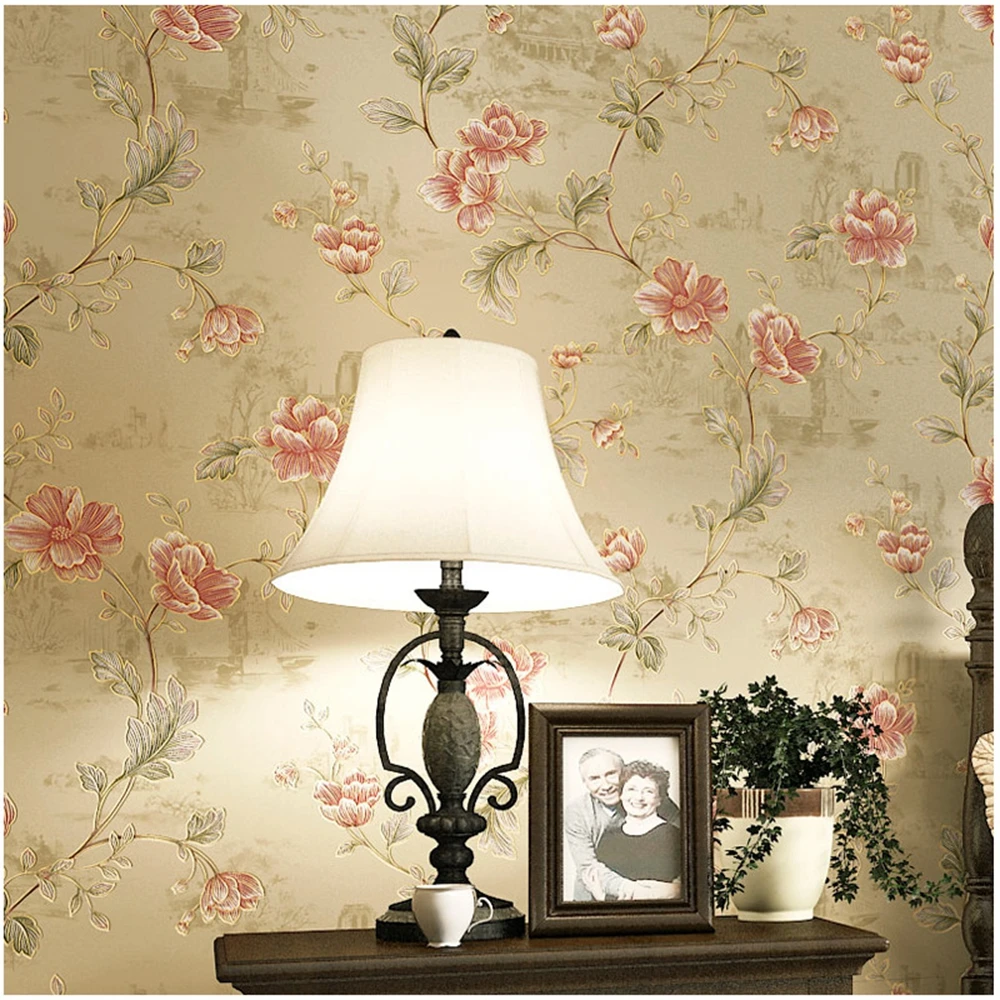 

American Rural Bloom Flower 3D Embossed Wallpaper For Bedroom TV Backgroud Vintage Floral Wallcoverings