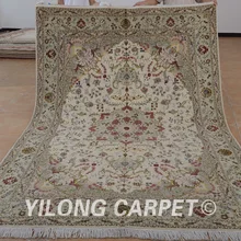 Yilong 6'x9 Oriental шелк шерсть ковров бежевый толстые изысканный шерсти и шелка ковер(1431