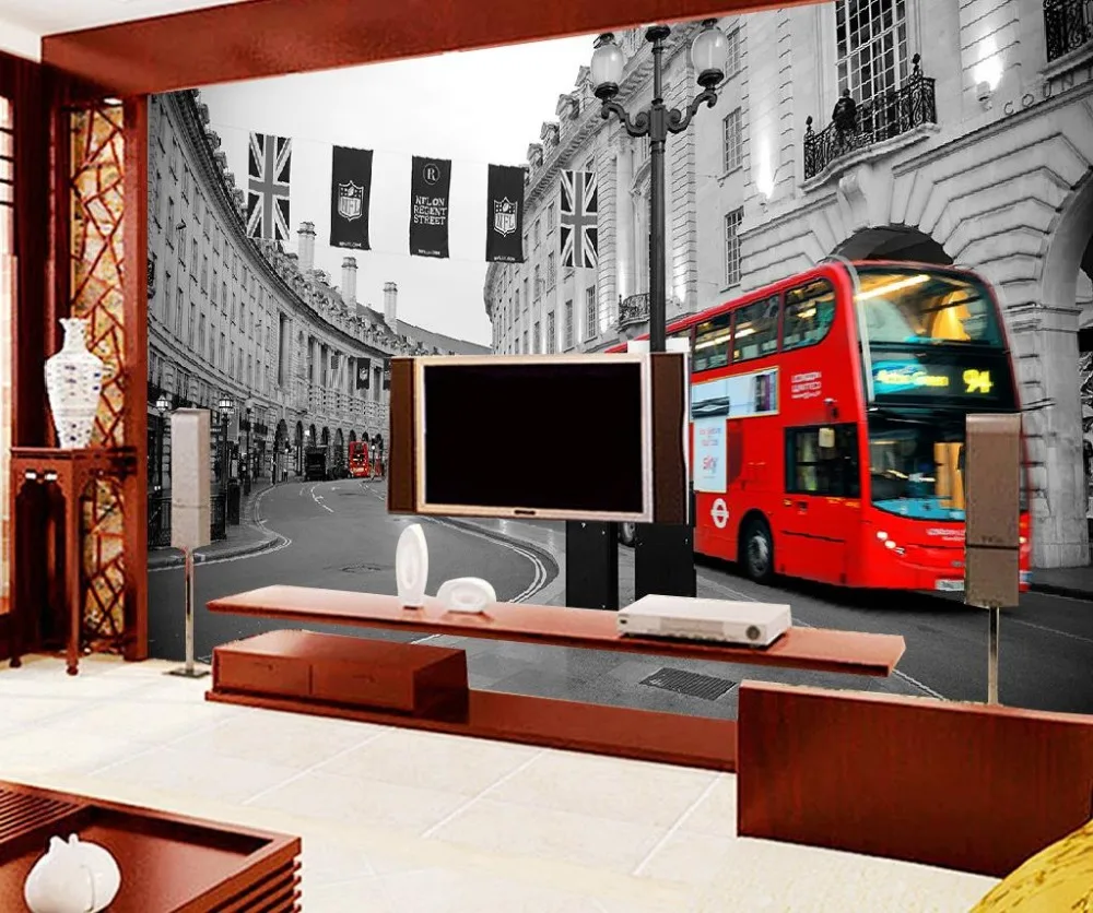 Retro Latar Belakang Merah London Bus Jalan 3d Wallpaper Modern Retro Latar Belakang Merah London Bus Jalan 3d Wallpaper Modern
