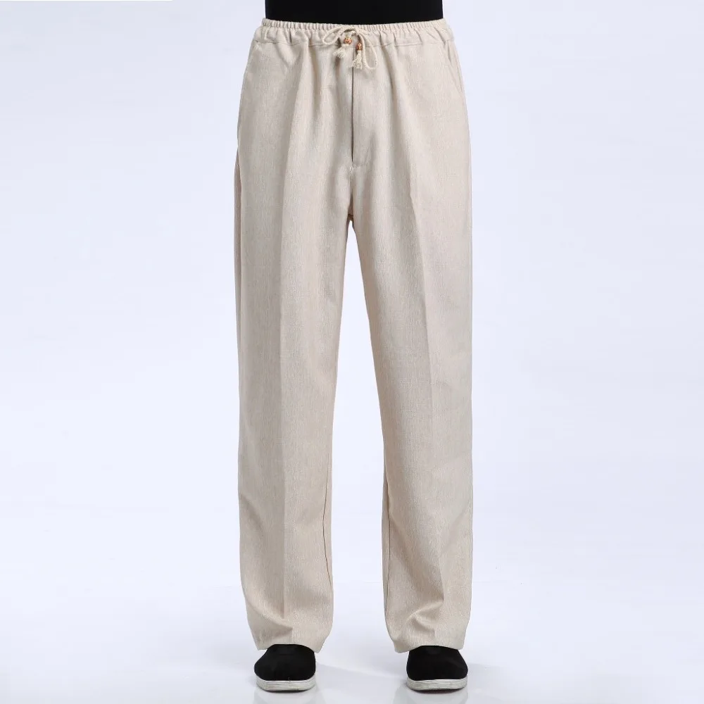 Светло-серые китайские мужские льняные брюки кунг-фу повседневные брюки для активного отдыха Размер M L XL XXL XXXL 2505-3