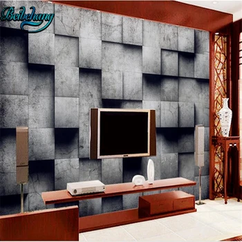 

beibehang Large Wall Custom Wallpaper Mural Three - dimensional Box Retro TV Background Wall
