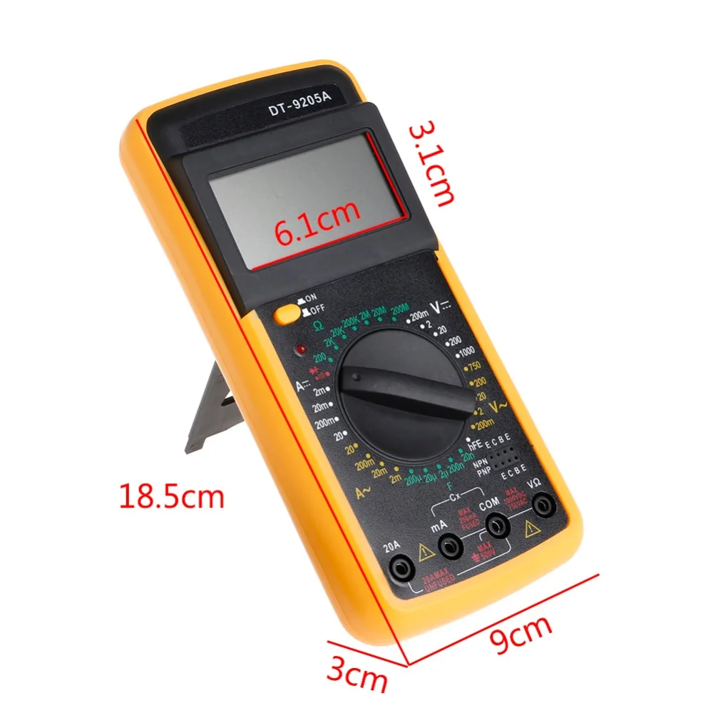 LCD AC//DC DT-9205A Digital Multimeter Ammeters Resistance Capacitance Tester