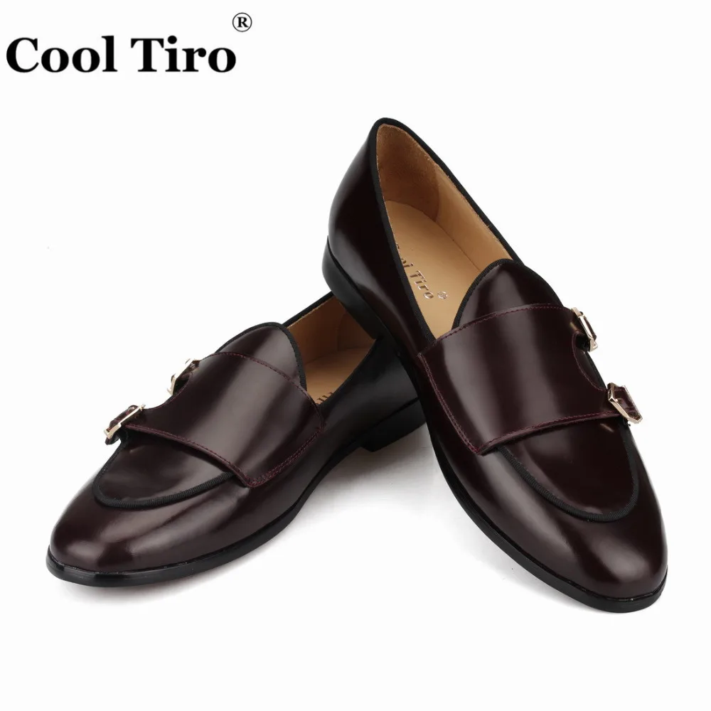 

Cool Tiro Polished Leather Double-Monk Loafers Men Moccasins Smoking Slippers Wedding Dress Shoes Flats Casual Shoes Black Brown