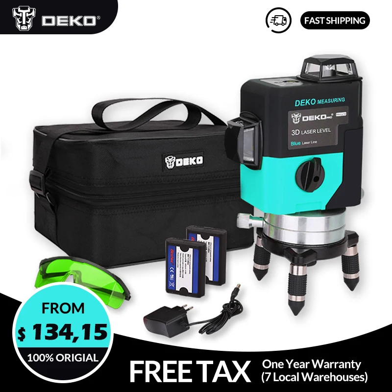 

DEKO LL12 Green 12Lines 3D Laser Level Self-Leveling 360 degre Horizontal & Vertical Cross Powerful can use Detector